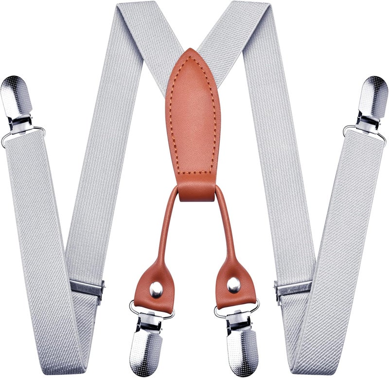 Branduce Solid Color Baby Boy Suspender with 4 Strong Clips Adjustable Kids Y Back Suspenders - Image 1